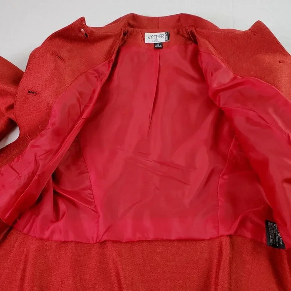 Kasper ASL Skirt Suit Sz 6 Red Blazer Black Knee Length Career Church Boss Lady - Picture 8 of 16